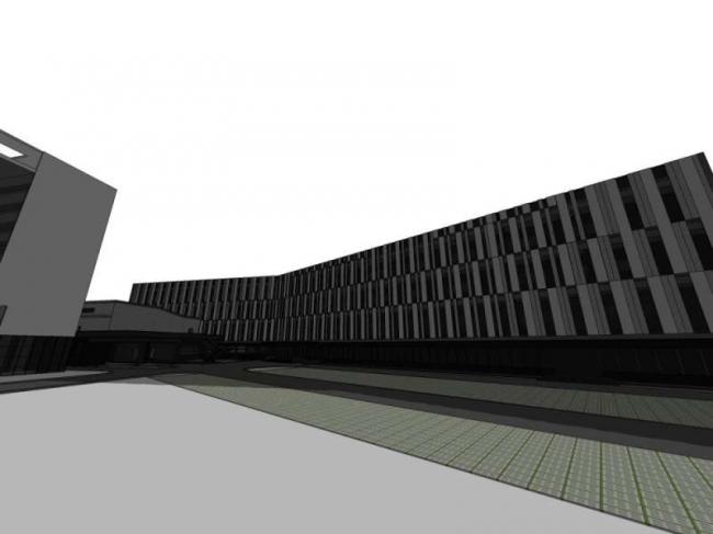 SketchUp Complex Model: Multi-Story Commercial Center Featuring Offices and Modern Hotels