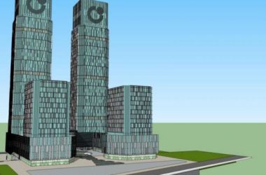 SketchUp Office Model | Modern Super High-Rise with Ground-Level Retail-BIM WORLD