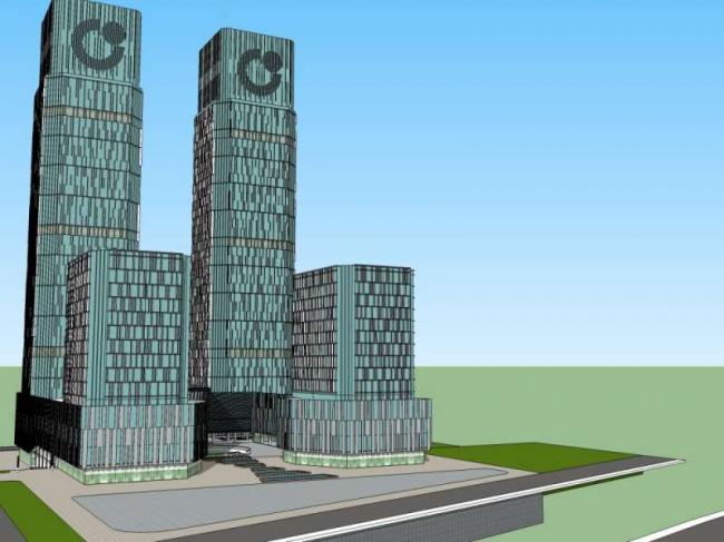 SketchUp Office Model | Modern Super High-Rise with Ground-Level Retail