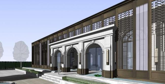 SketchUp Business Model: Multi-Story Classical Style Sales Office