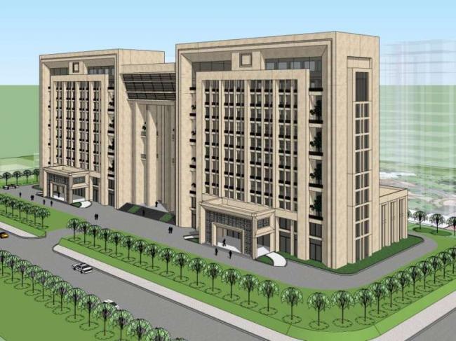 Classical Multi-Story Office Building Model in SketchUp