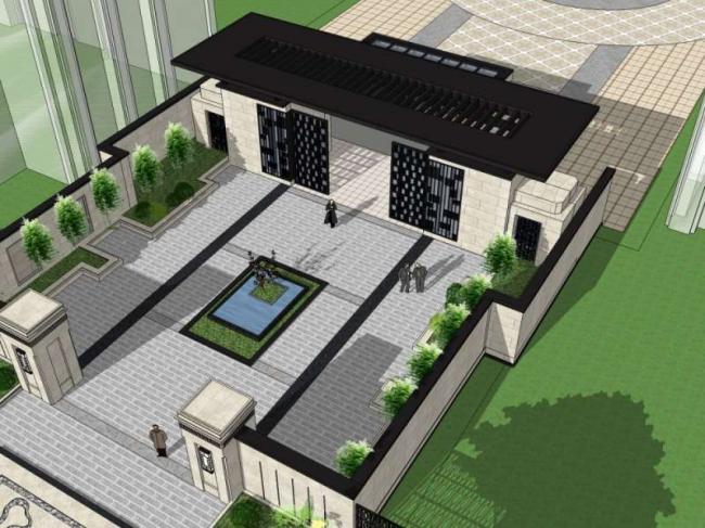 SketchUp Residential Model: Modern Chinese-Style Community Entrance