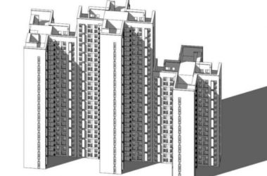 Modern Cross-Plan Row High-Rise Residential Model in SketchUp-BIM WORLD