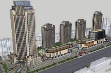 SketchUp Complex Model: Classical Multi-Story High-Rise Office with Ground Floor Commercial Space-BIM WORLD