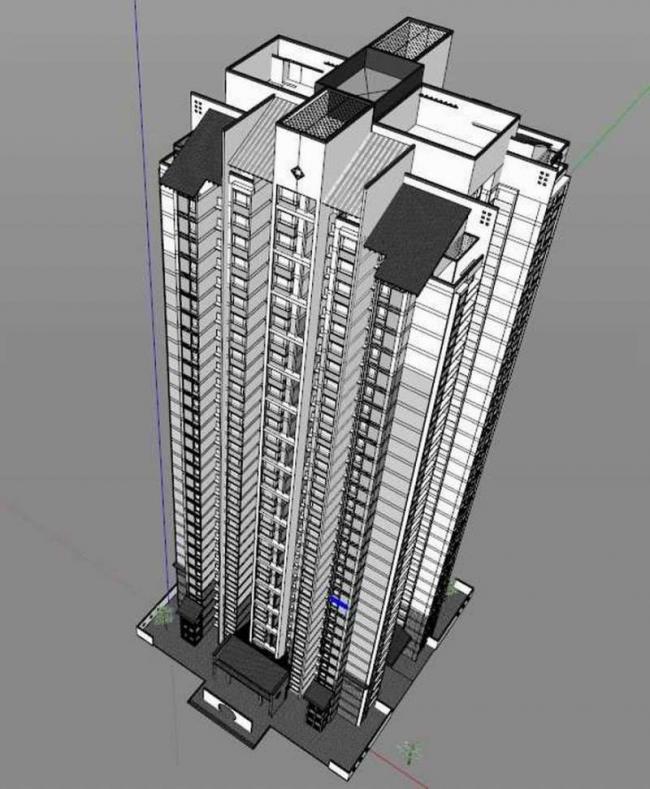 Modern Chinese-Style Super High-Rise Residential Building in SketchUp
