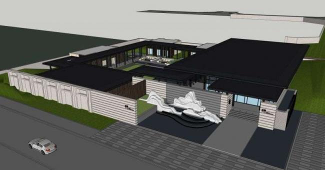 SketchUp Residential Model: Modern Low-Rise Sales Office and Commercial Building