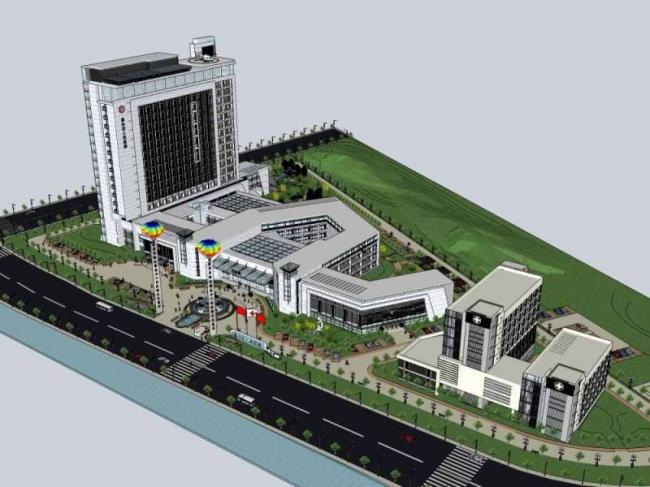 Multi-Story High-Rise Hybrid Hospital Model | Huishan District People's Medical Building in Modern Style