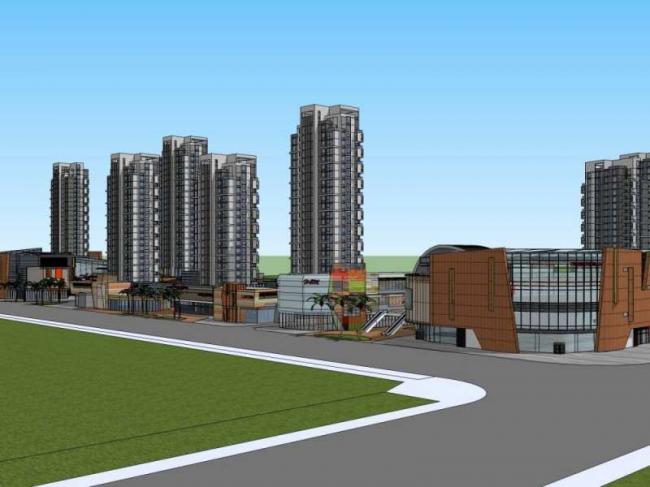 SketchUp Model of a Modern High-Rise Residential and Commercial Complex