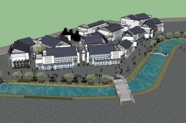 SketchUp Business Model: Multi-Story Commercial and Pedestrian Streets with Chinese Architectural Style-BIM WORLD