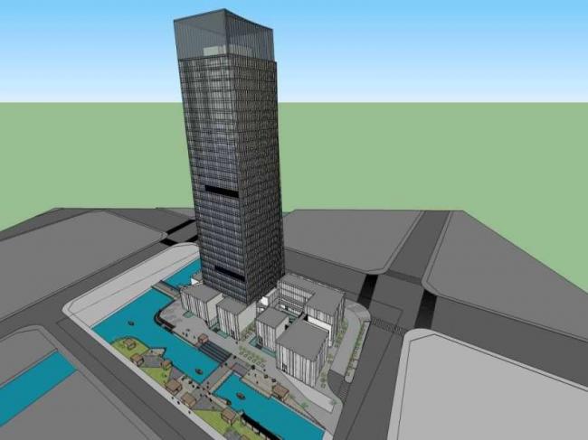 SketchUp Model of a Modern Super High-Rise Office Building