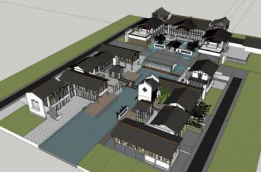 SketchUp Business Model: Southwest Folk Commercial Street Architectural Complex with Pedestrian-Friendly Chinese Style-BIM WORLD