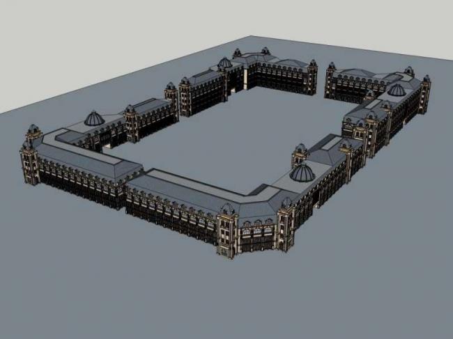 SketchUp Business Model: Multi-Story Classical Commercial Street Design