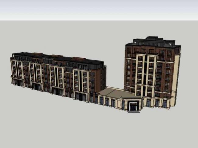 SketchUp Residential Design: Multi-Story Homes with Street-Level Commercial Spaces in Western Classical Style