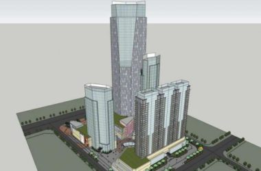 SketchUp Complex Model: Modern Super High-Rise Office with Ground Floor Commercial Spaces-BIM WORLD