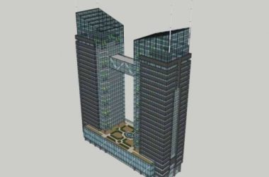 Modern High-Rise Office Building SketchUp Model-BIM WORLD