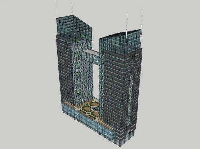 Modern High-Rise Office Building SketchUp Model