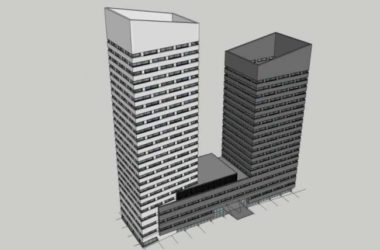 Modern High-Rise Office Building SketchUp Model-BIM WORLD