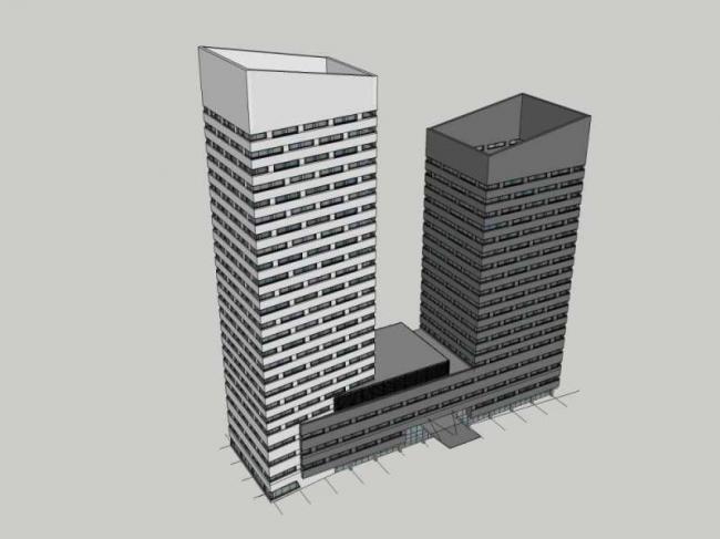 Modern High-Rise Office Building SketchUp Model