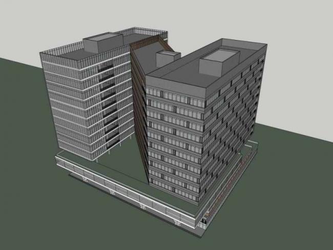 Modern High-Rise Office Building Model in SketchUp