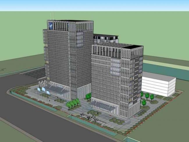 Classical-Style High-Rise Office Building Model in SketchUp