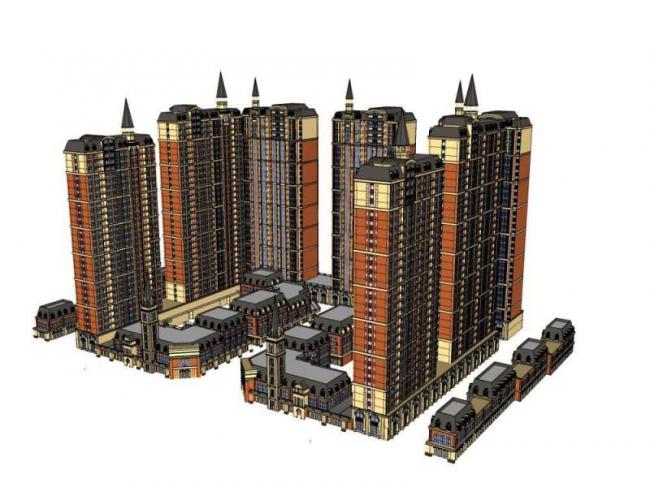 SketchUp Residential Design: High-Rise Living with Ground Floor Retail in Classic Style