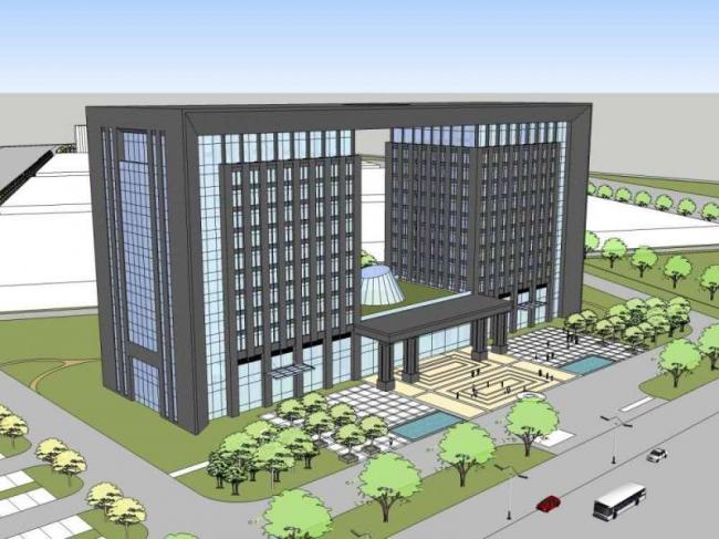 Modern High-Rise Office Building Model in SketchUp