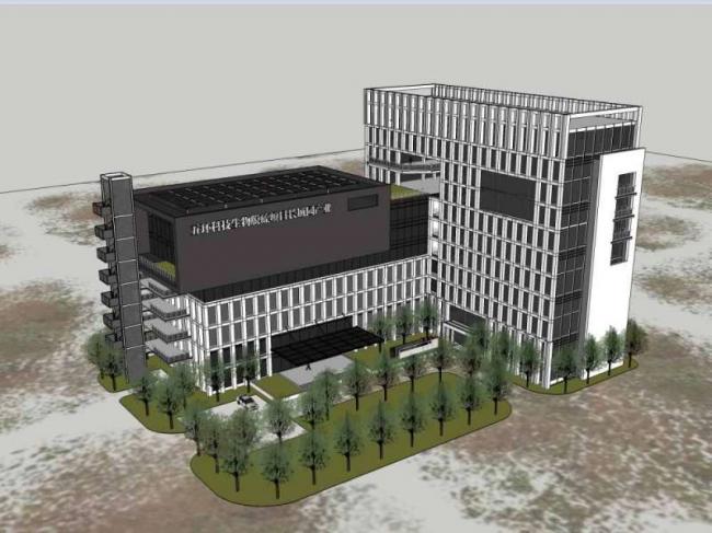 Wuhuan Technology's Modern Multi-Story Office Building SketchUp Model for Changcheng Park Industrial Biological Desulfurization Project
