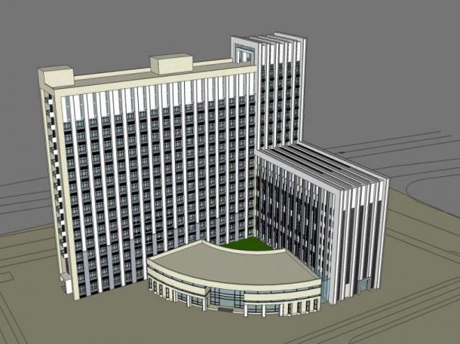 Classical High-Rise Office Building Model in SketchUp