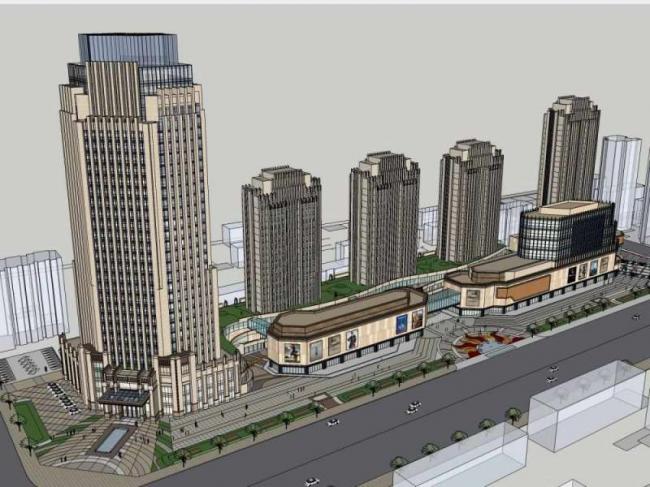 SketchUp Office Model: Classical High-Rise Headquarters Design