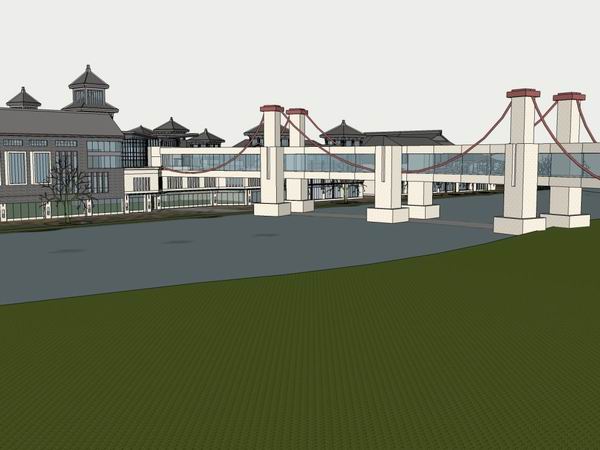 SketchUp Business Model: Multi-Story Tourist and Commercial Street in Traditional Chinese Style