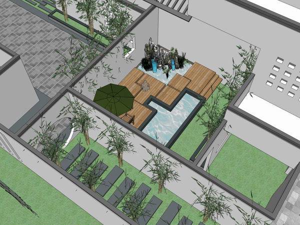 Modern Chinese Multi-Story Hot Spring Hotel Model in SketchUp