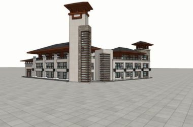 SketchUp Business Model: Multi-Story Classical Style Commercial Club-BIM WORLD