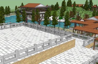 SketchUp Landscape Model: Multi-Story Chinese Garden and Scenic Park Design-BIM WORLD