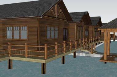 SketchUp Business Model: Multi-Story Farmhouse Clubhouse in Classic Commercial Style-BIM WORLD