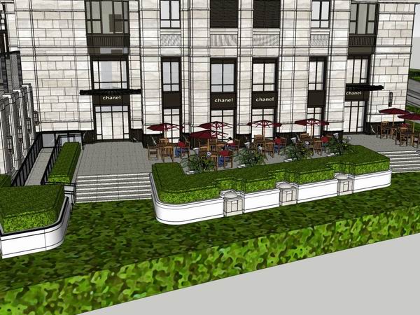 SketchUp Complex Model: High-Rise Mixed-Use Development with Clubhouse, Office, Commercial, and Residential Spaces in Classical Style