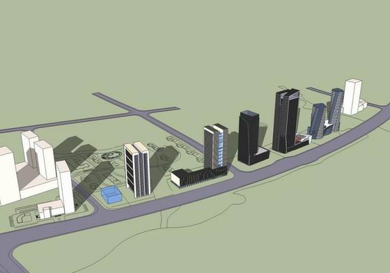 High-Rise Office and Shopping Center Complex in Modern Style | SketchUp Model