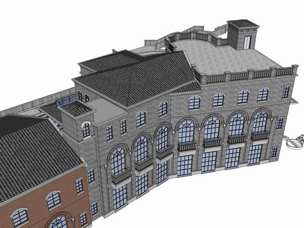 SketchUp Business Model: Multi-Story Streetfront Shops in Classic Commercial Style