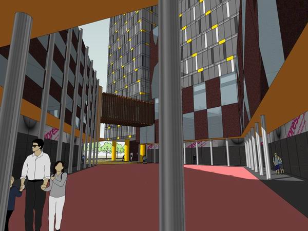 SketchUp Complex Model: Multi-Story Modern High-Rise Office and Commercial Building