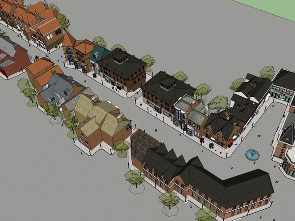 SketchUp Business Model: Multi-Story Commercial Street in British Classical Style