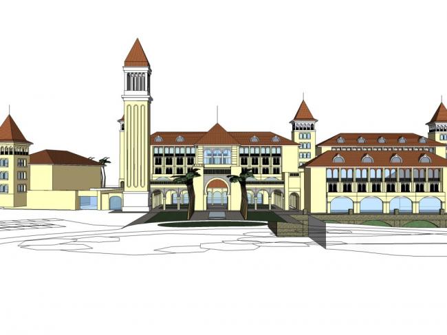 Classical Multi-Story Hotel Model in SketchUp