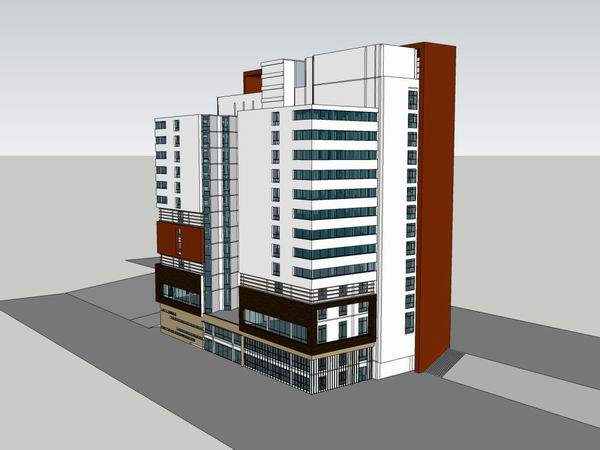 Modern High-Rise Hotel Model in SketchUp