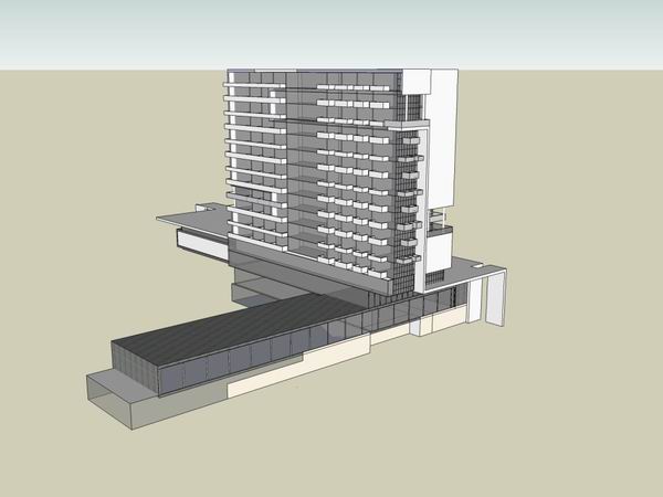 Modern High-Rise Hotel Apartment Model in SketchUp