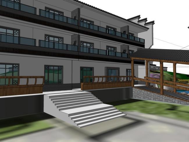 Multi-Story Huizhou Residence in Modern Chinese Style | SketchUp Residential Model