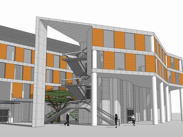 Modern Multi-Story Office Building Model in SketchUp