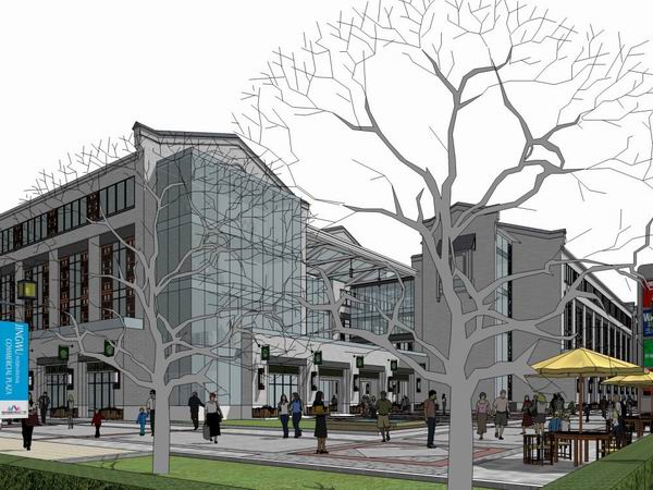 SketchUp Business Model: Multi-Story Classical Commercial and Pedestrian Street Design