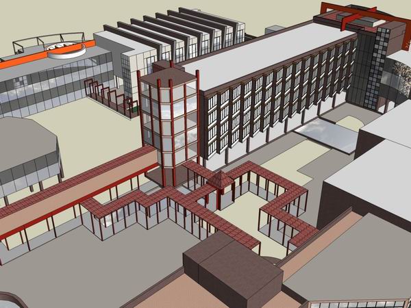 SketchUp Business Model: Modern Multi-Story Shopping Center and Commercial Mall Design