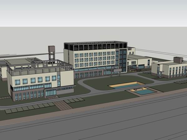 Modern Multi-Story Office Building Model in SketchUp