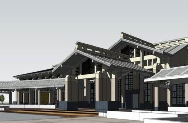 SketchUp Business Model: Multi-Story Classical Hot Spring Plaza with Commercial Spaces-BIM WORLD