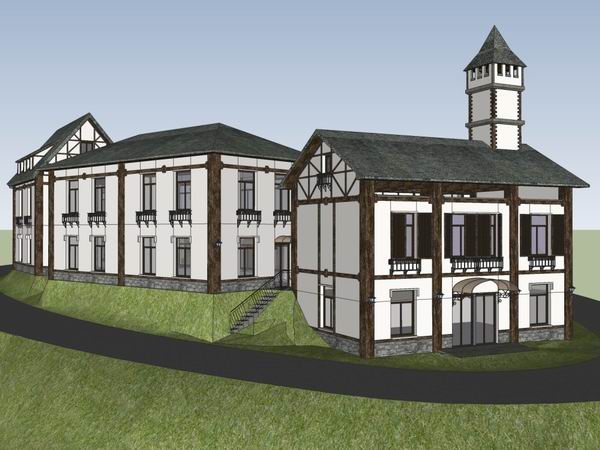 SketchUp Business Model: Multi-Story Commercial Street with European Classical Square Design