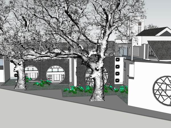 SketchUp Business Model: Multi-Story Modern Chinese Commercial Street Visitor Center